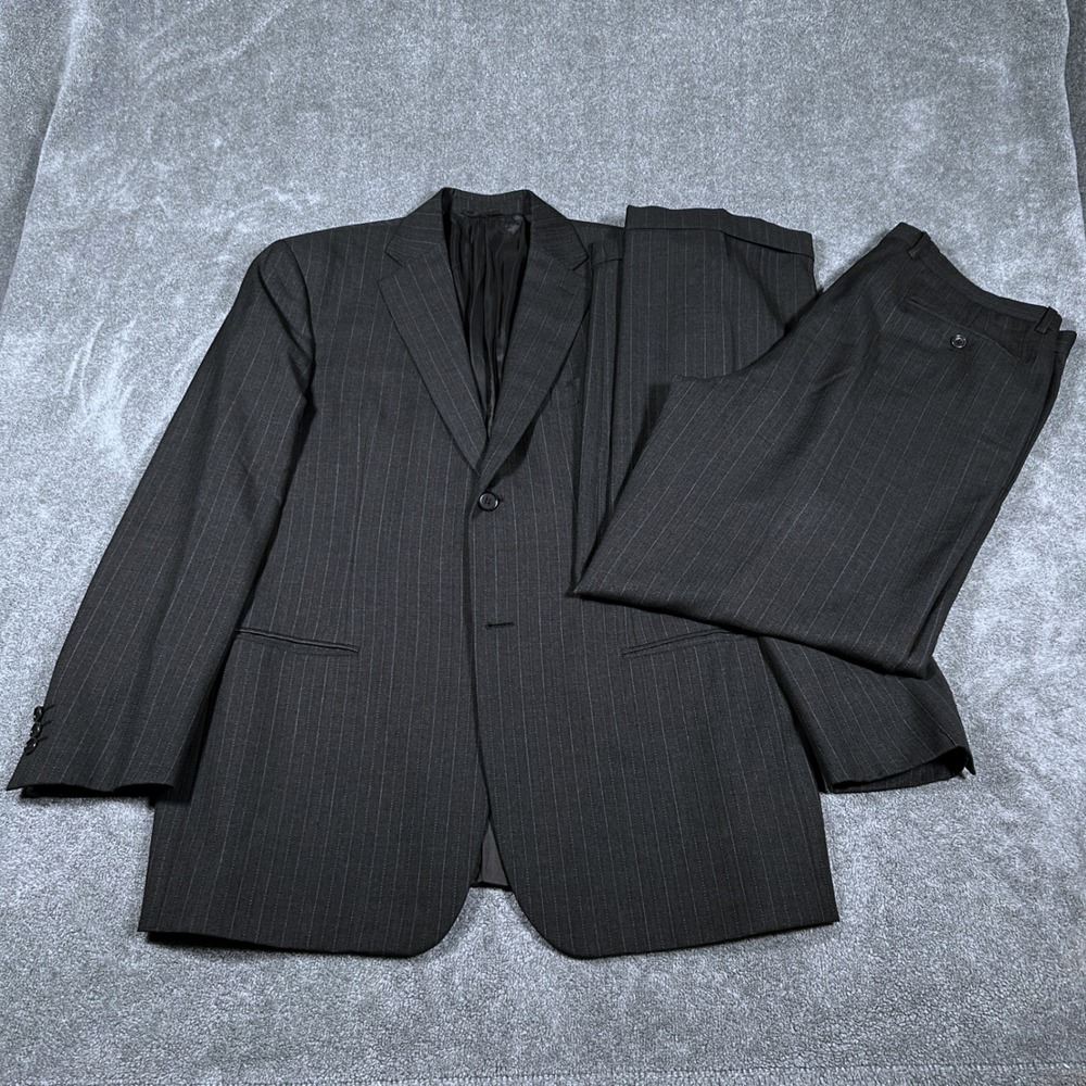 Vestimenta Suit 2 Pc Wool Pinstripe Gray Mens 44R 36x31 Handmade In Italy